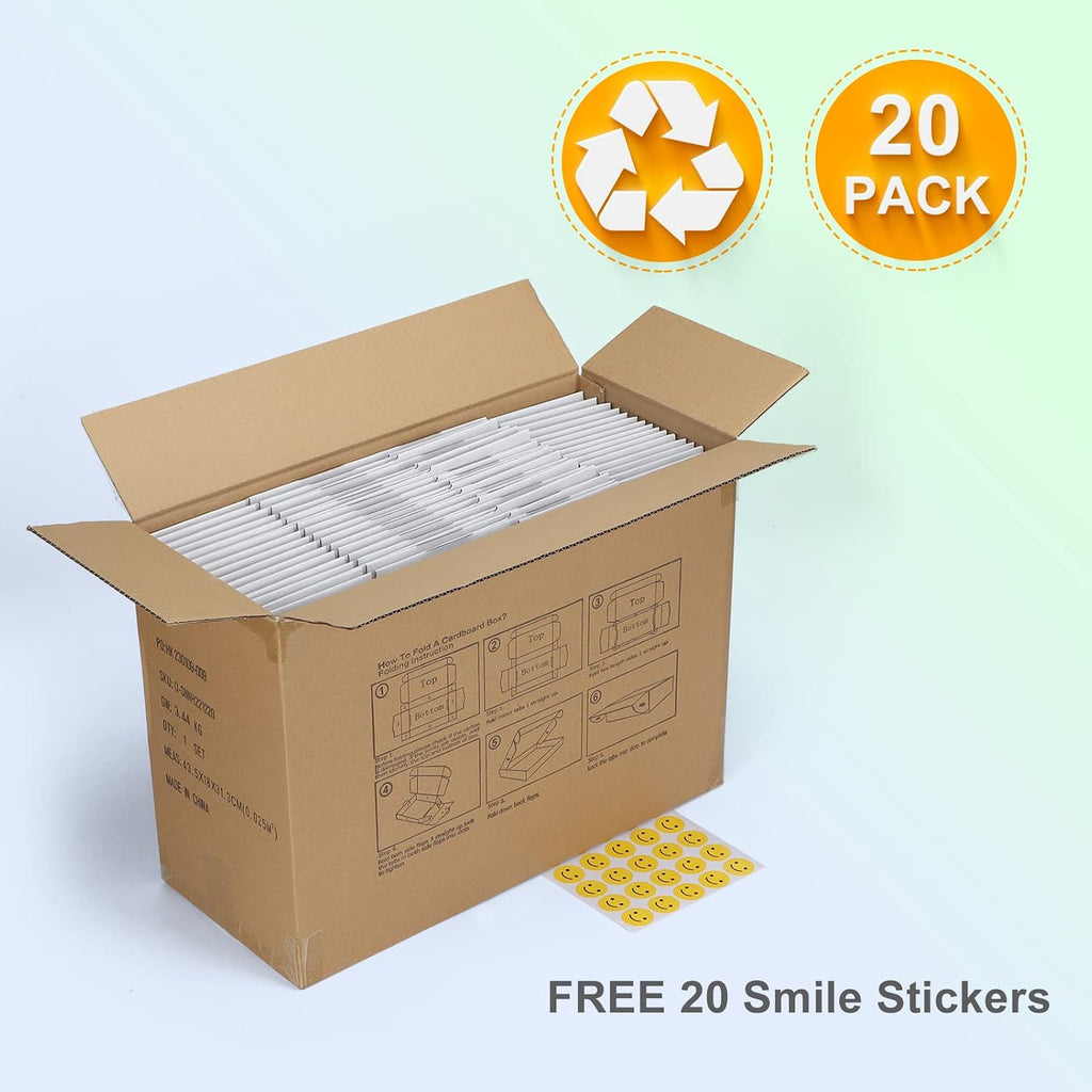 12x9x4 Shipping Boxes, 20 Pack White Literature Mailer Corrugated Cardboard Box for Small Business Mailing Packaging