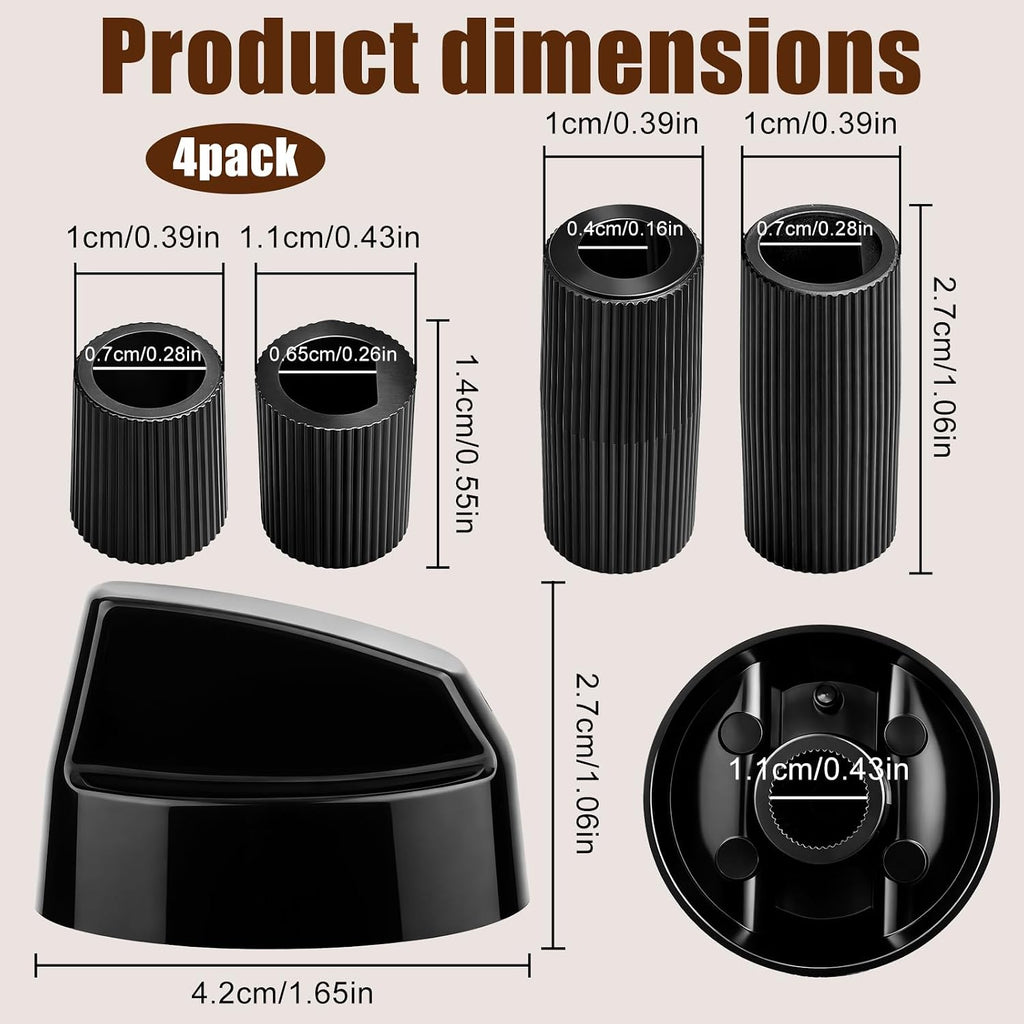 Universal Control Knobs Replacement Kit - 4 Pack Black Oven Control Knobs Replacement with 12 Adapters, Upgraded