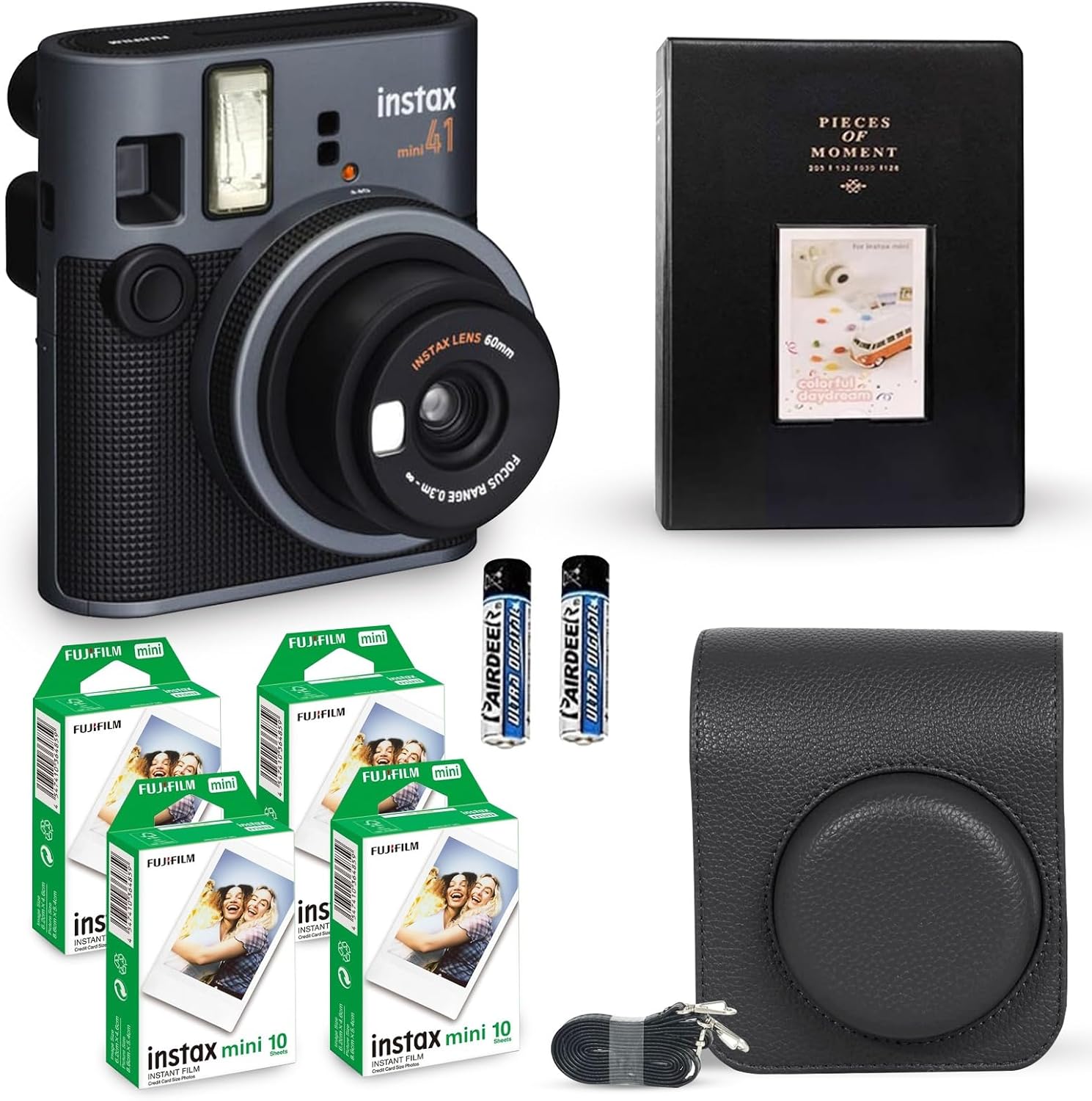 Instax Mini 41 Instant Camera Vintage Black. + Fujifilm Value Pack (40 Sheets) + Shutter Accessories Bundle, Includes