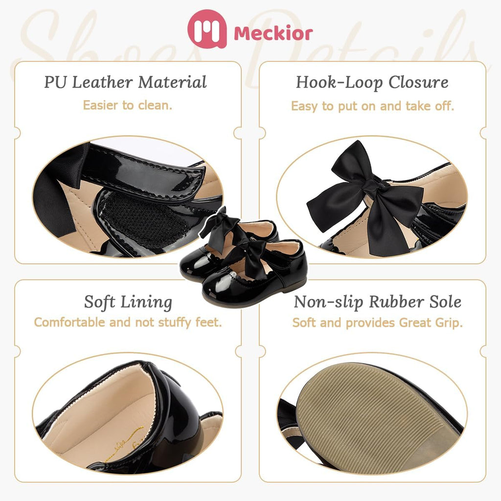 Toddler Little Girl Mary Jane Dress Shoes Ballet Flats for Girl Party School Shoes Bowknot Princess Shoes