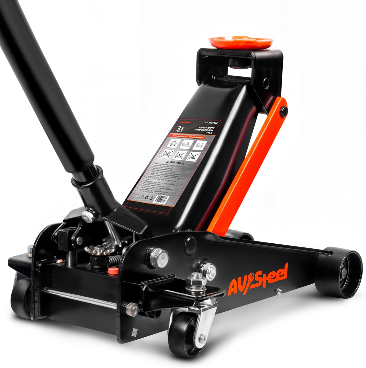 3 Ton Floor Jack (6000 lbs), Single Piston Steel Hydraulic Floor Jack, Lift Range 5.5" to 18.5", Fits Cars, SUVs &