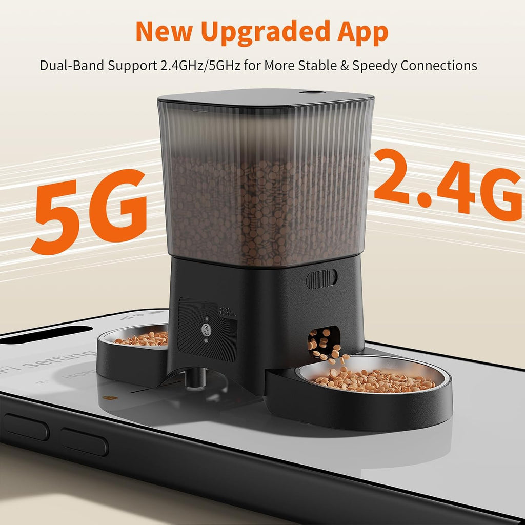 Automatic Cat Feeder for 2 Cats,2.4G/5G WiFi APP Control
