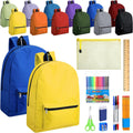 12 Pcs 17" Backpacks with 144 Pcs School Supplies Kits Includes Markers Scissors Rulers Sharpeners Ballpoint Pens