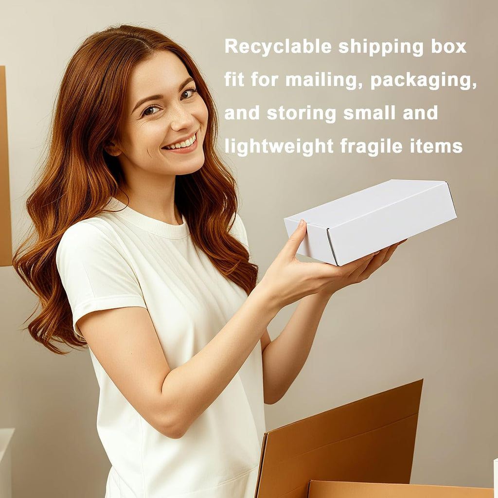 8x6x2 Inches Small Shipping Boxes Pack of 50, White Corrugated Cardboard Mailer Boxes for Packaging Small Business
