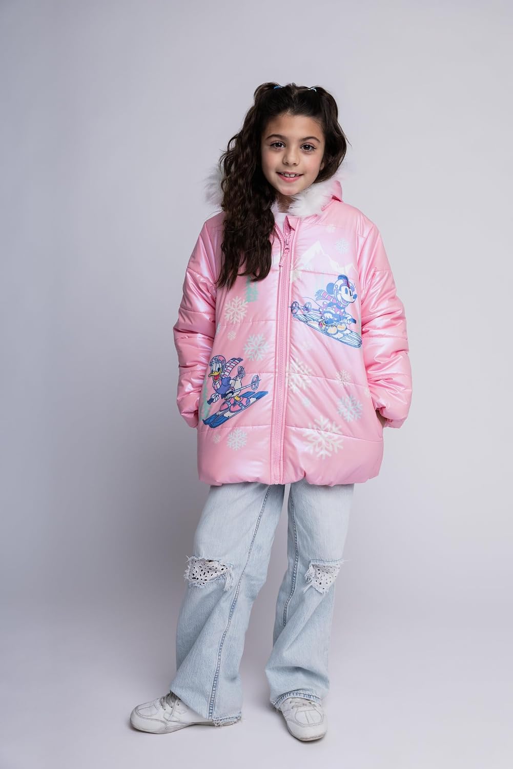 Girls' Faux Fur Hooded Puffer Coat Toddler to Big Kid
