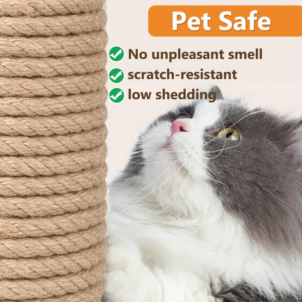 Thick Jute Twine, 8mm x 50FT Heavy Duty for Cat Scratching Posts