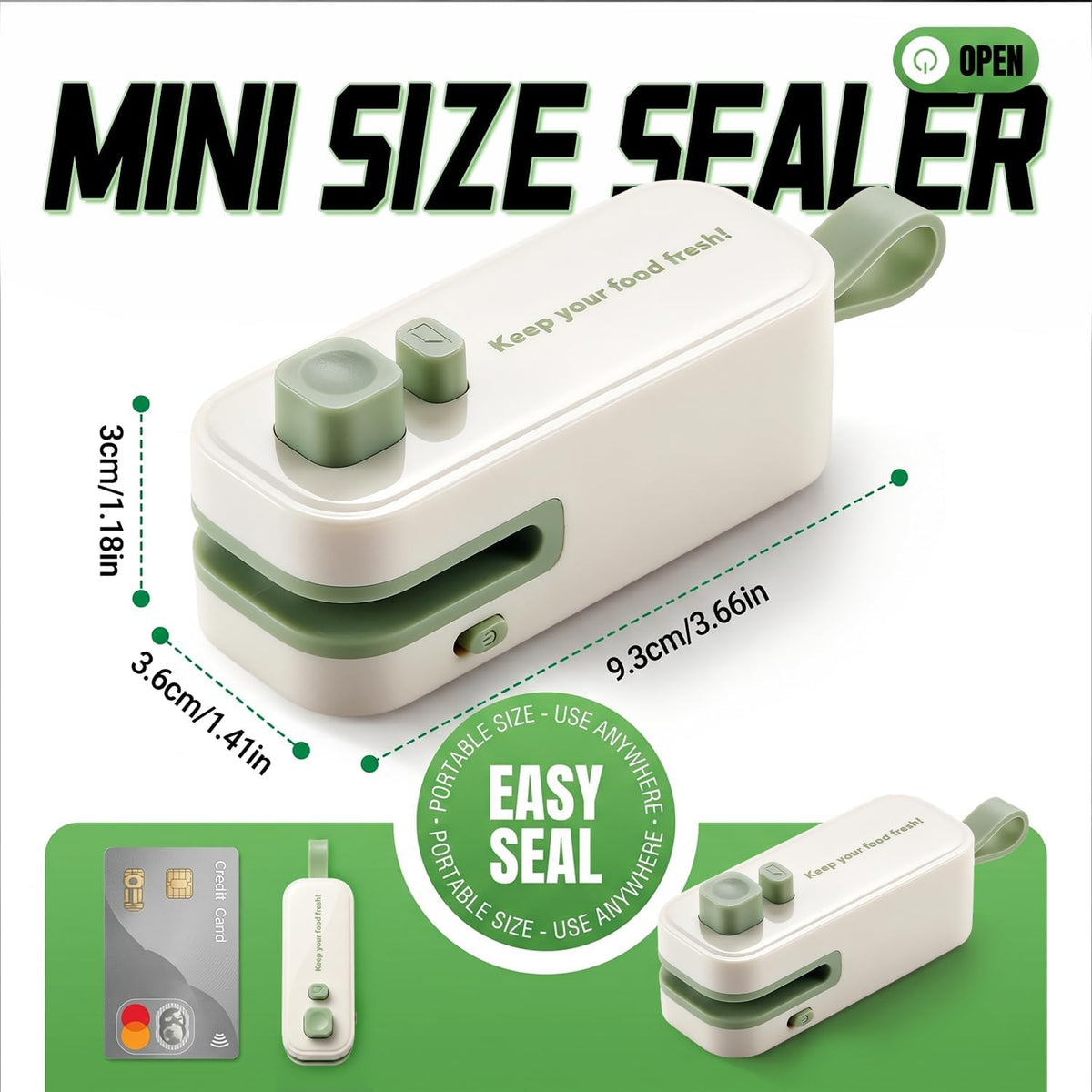 2in1 Mini Bag Sealer, Rechargeable Heat Sealer with Cutter Magnet
