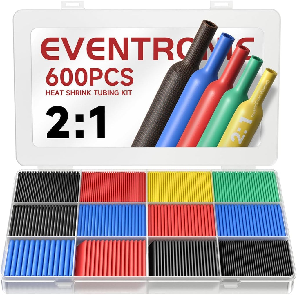 600PCS Heat Shrink Tubing Kit 2:1 Assorted Sizes Wire Shrink Wrap Tubing