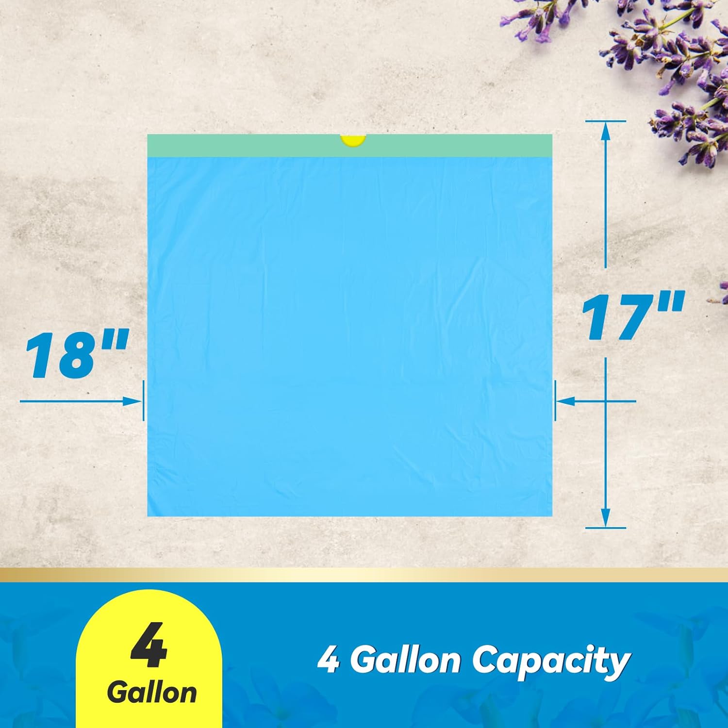 300 Count 15 Micron Extra Thick 4 Gallon Drawstring Small Trash Bags, Sturdy & Tear-Resistant Small Garbage Bags for