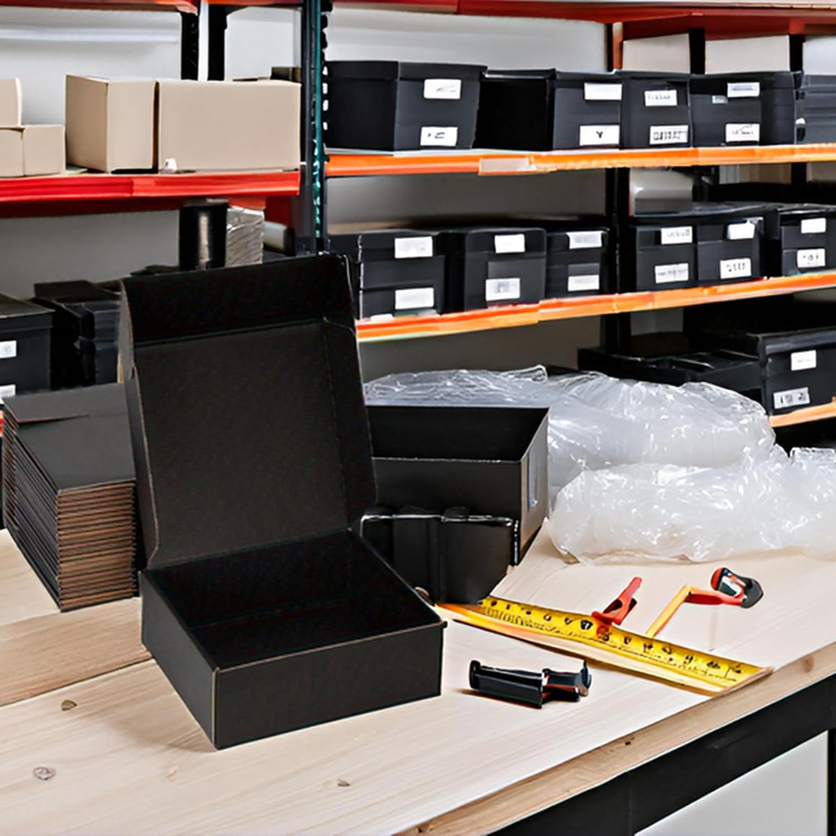 9x9x3 Black Shipping Boxes for Small Business, Packing, 25 Pack