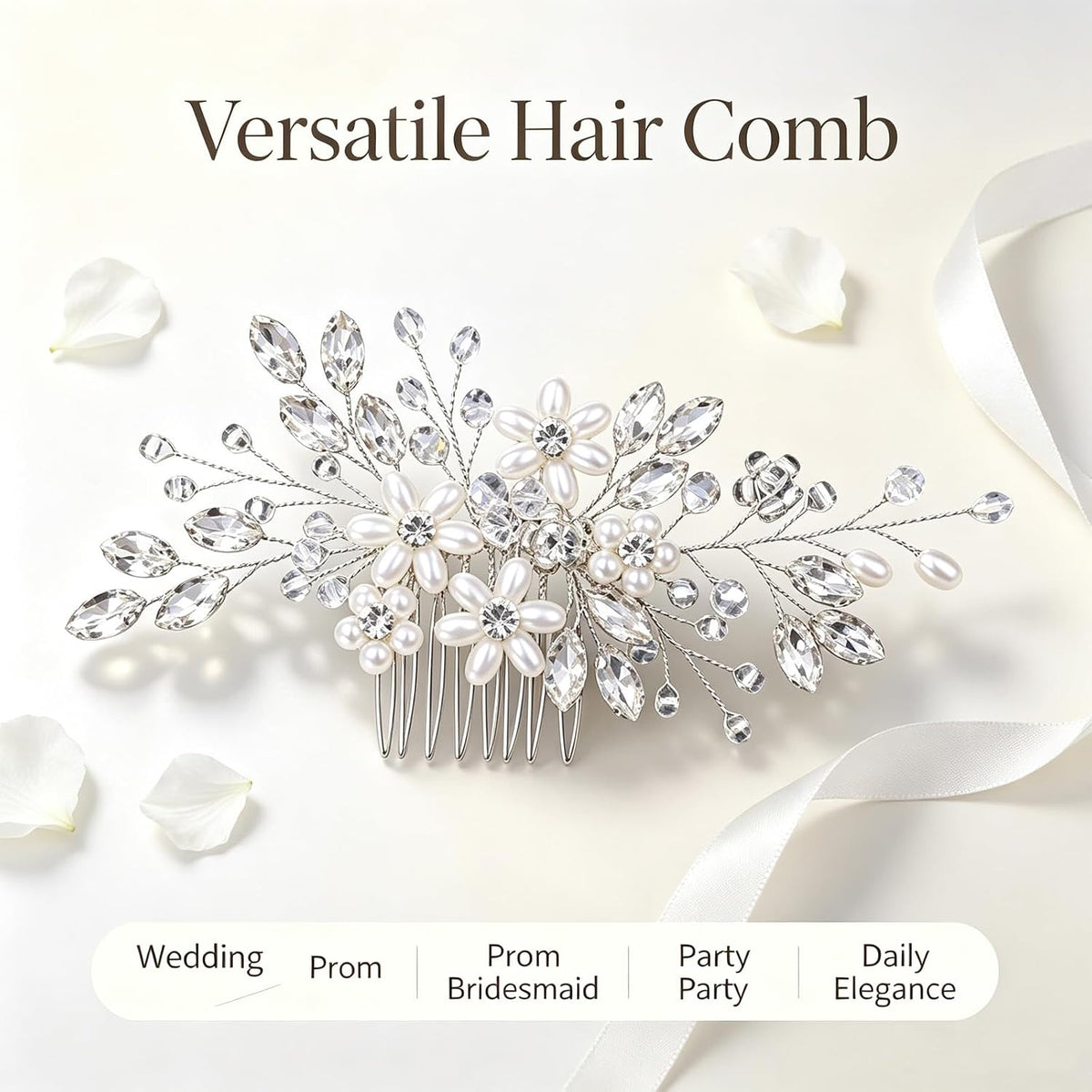Wedding Hair Comb Pearl Crystal Bridal Hair Piece