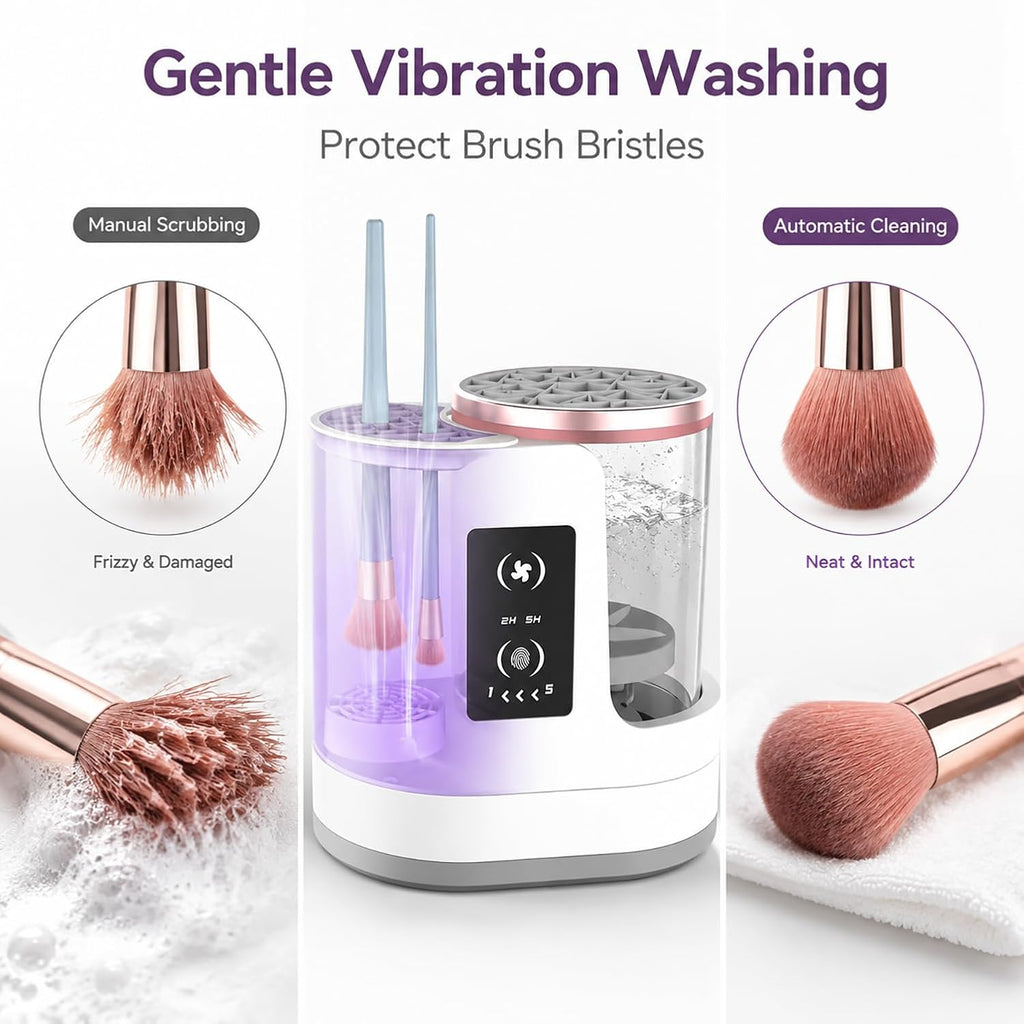 3 IN 1 Electric Makeup Brush Cleaner Dryer, Portable USB Automatic Cosmetic Brush Cleaner, Deep Clean Fast Dry for