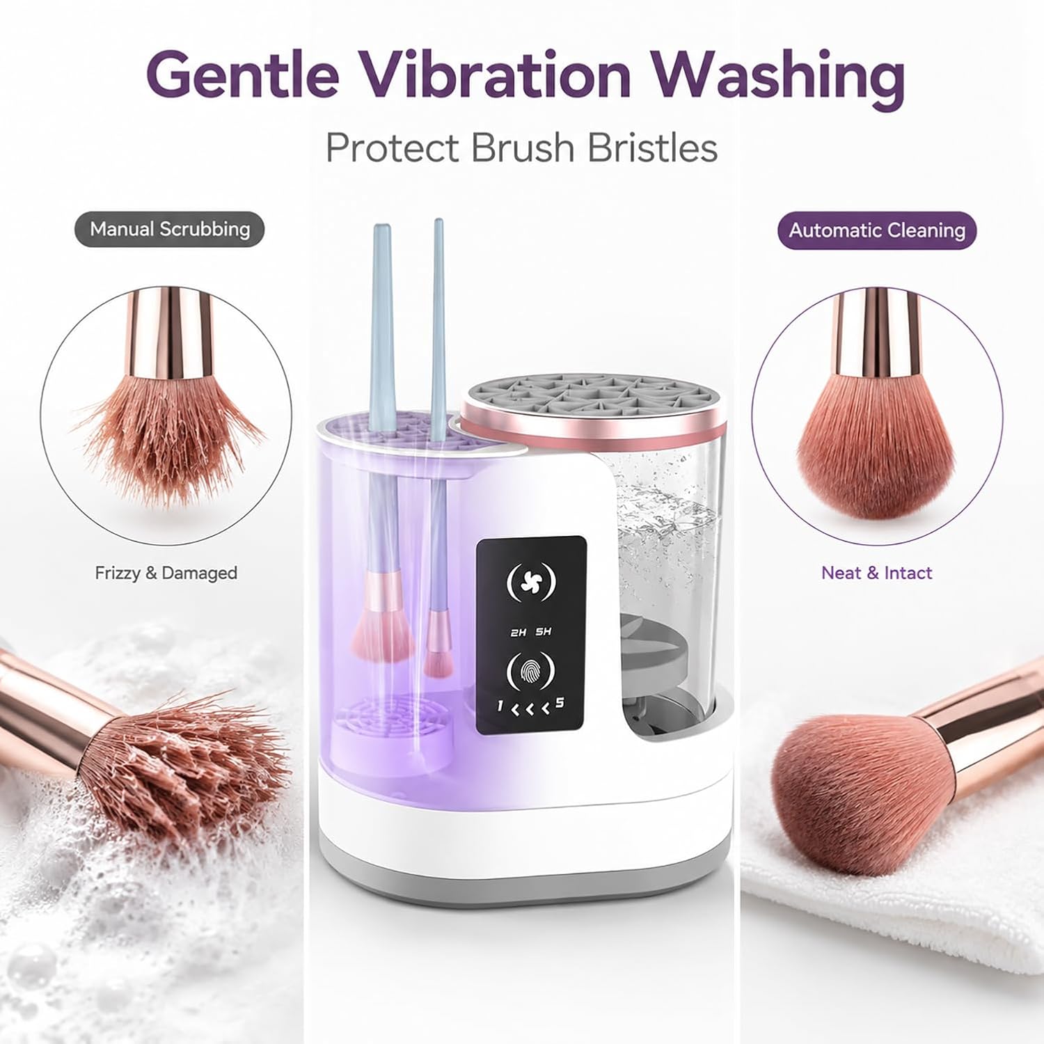 3 IN 1 Electric Makeup Brush Cleaner Dryer, Portable USB Automatic Cosmetic Brush Cleaner, Deep Clean Fast Dry for