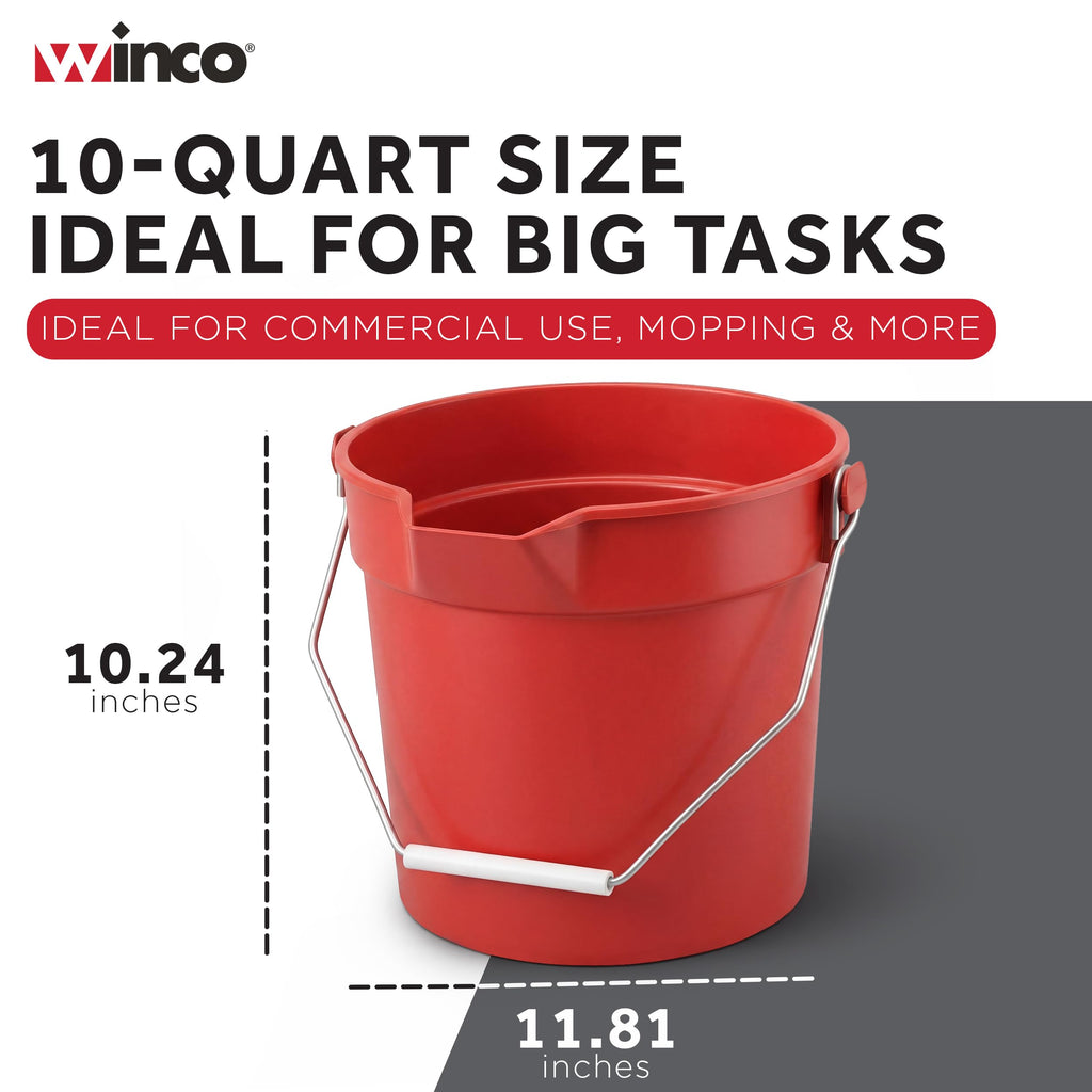 10 qt Red Heavy-Duty Plastic Bucket/Utility Pail with Pour Spout