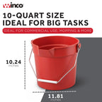 10 qt Red Heavy-Duty Plastic Bucket/Utility Pail with Pour Spout