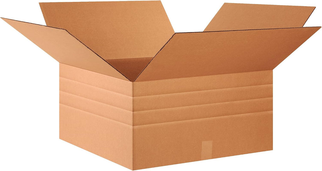 PMD242412 Multi-Depth Corrugated Boxes, 24"L x 24"W x 12"H, Kraft (Pack of 10)