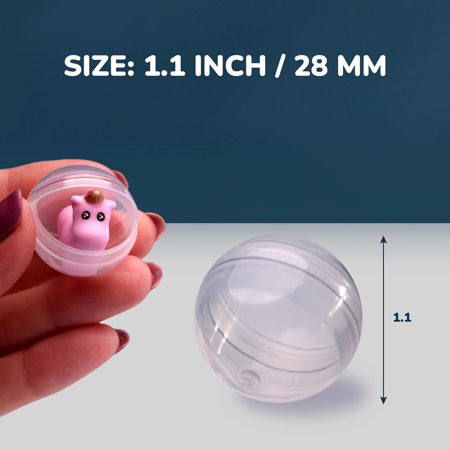 Capsule Vending Machine Round 50 pcs 1.1 inch (28mm) - Gumball Machine Capsules Bulk Clear Container - Easter Basket