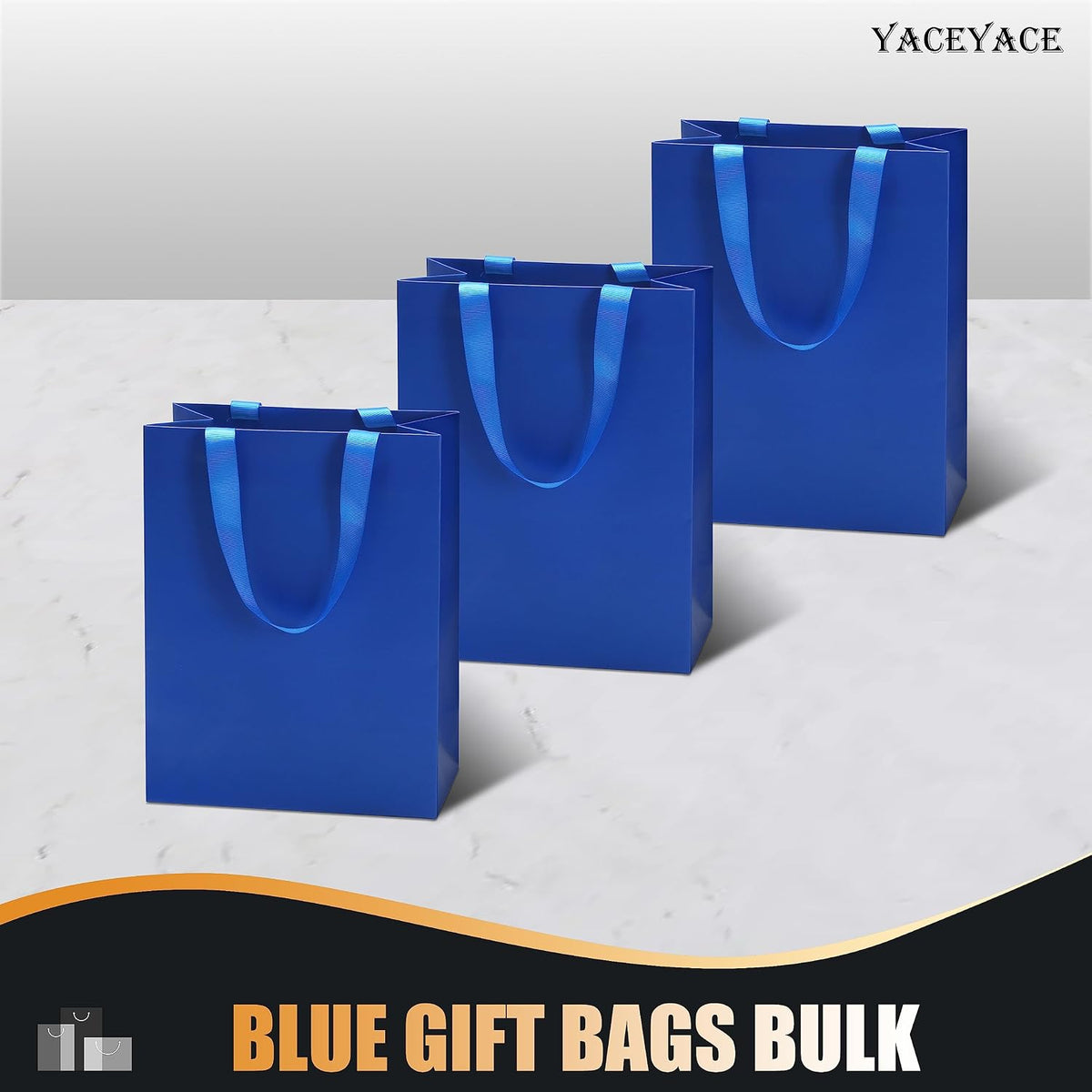 Blue Gift Bags Bulk, 20Pcs 8"x4.25"x10.5" Medium Blue