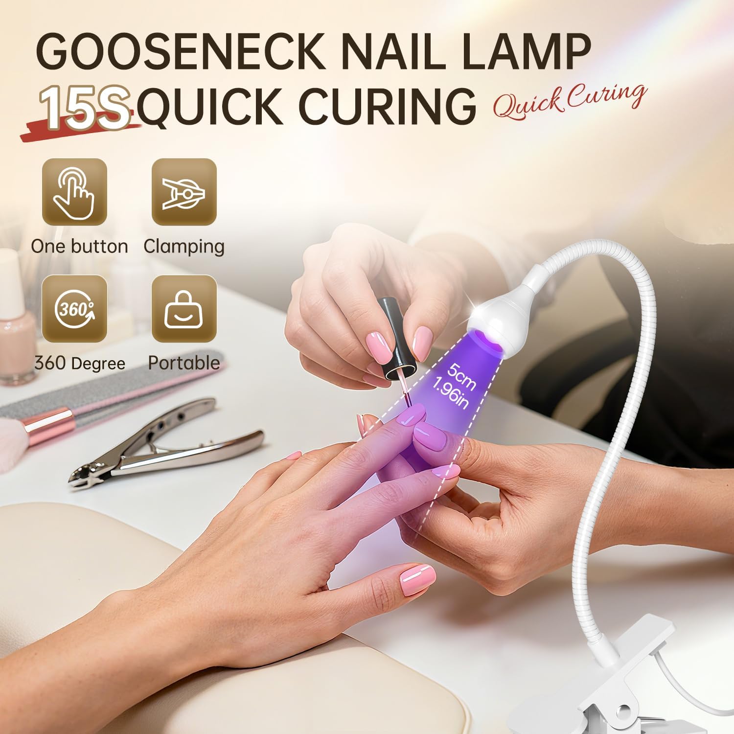 LED Nail Lamps Flexible Gooseneck Lamp Gel Polish Curing Light White | Quicky Dry Nail Manicure Dryer Plug Play