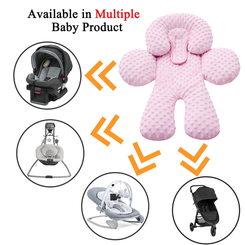 Infant Car Seat Head Neck Body Support, Ultra-Soft Minky and Microfiber Newborn Car Seat Insert, Perfect for Car