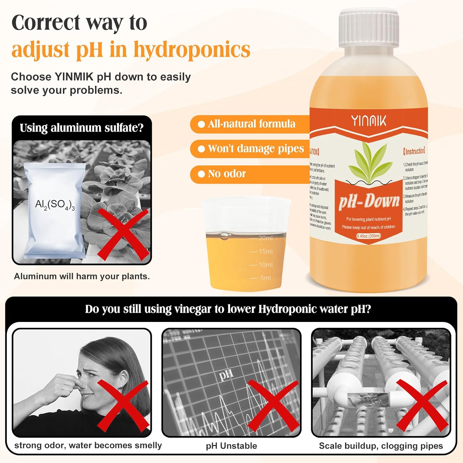 General Hydroponics pH Down Liquid, pH Control Liquid Decreases pH Levels
