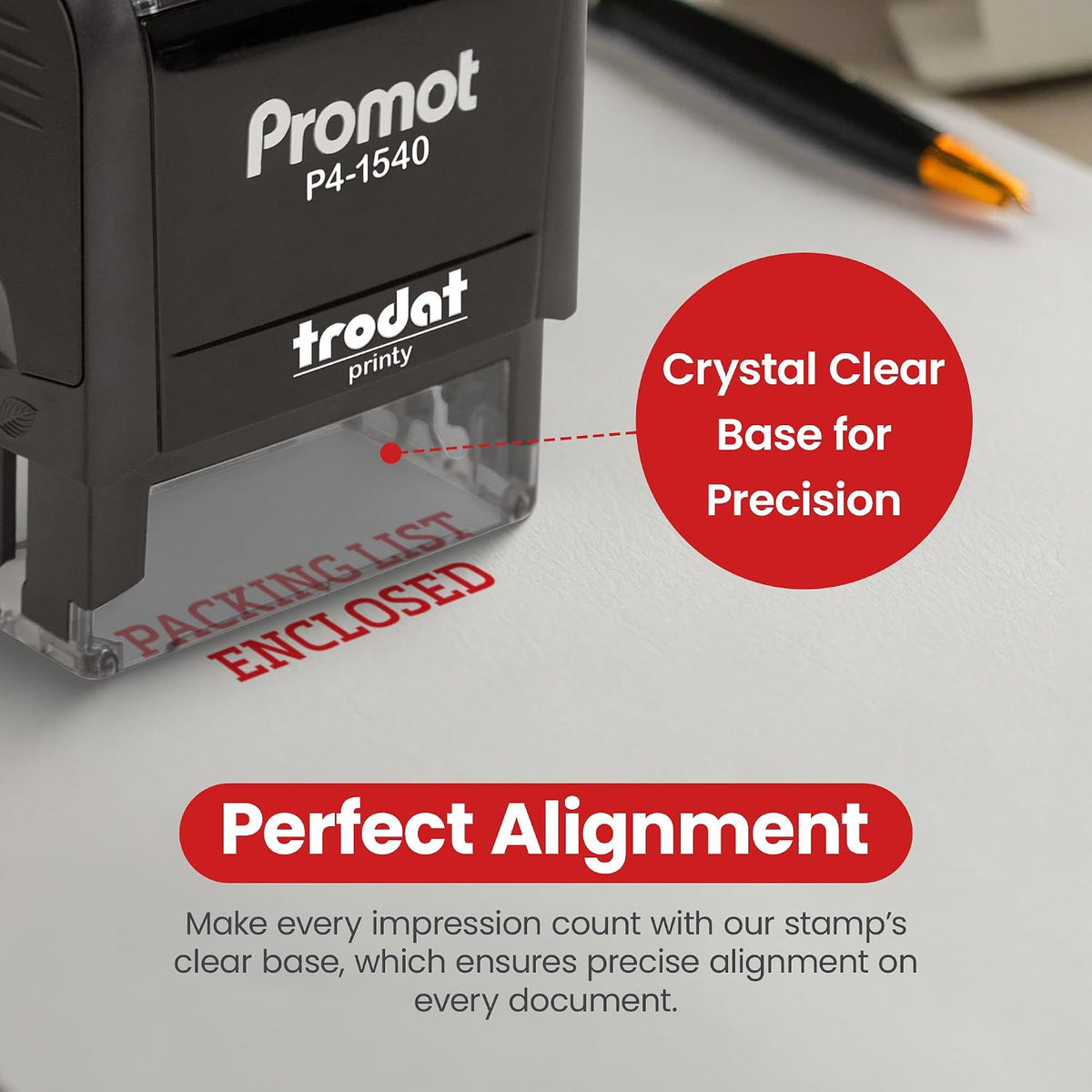 Packing List Enclosed - Self-Inking Rubber Stamp - Red Ink