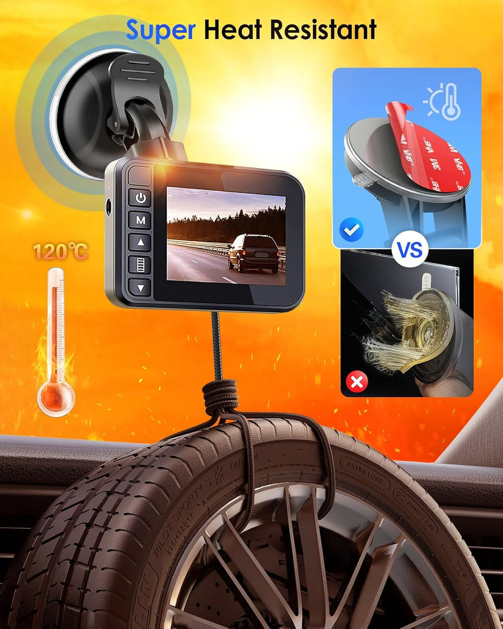 Sticky Adhesive Pad Replacement for Dash Cam Suction Cup Mount, 4pcs 2.2" 3M VHB Round Heat Resistant Double Sided
