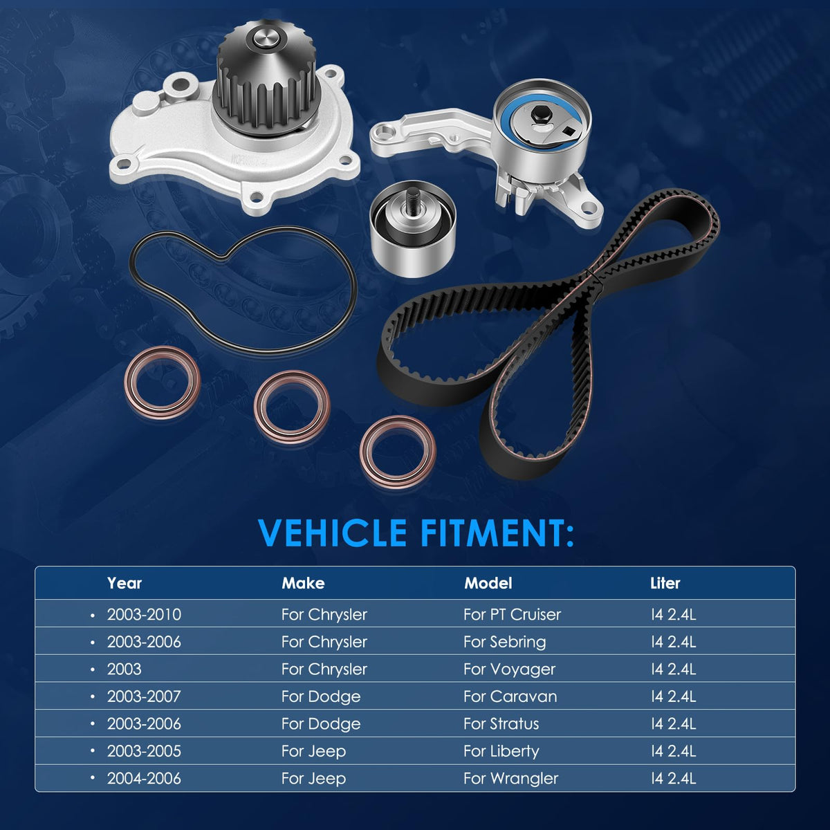 ECCPP Engine Timing Belt Kit with Water Pump Compatible with Chrysler