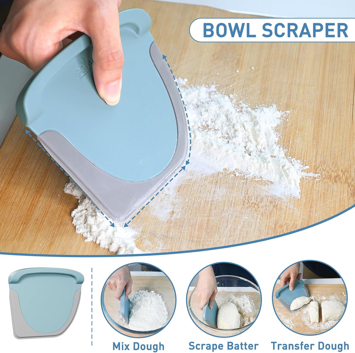 2 IN 1 Upgrade Bench Scraper, Dough Scraper, Stainless Steeel with Scale