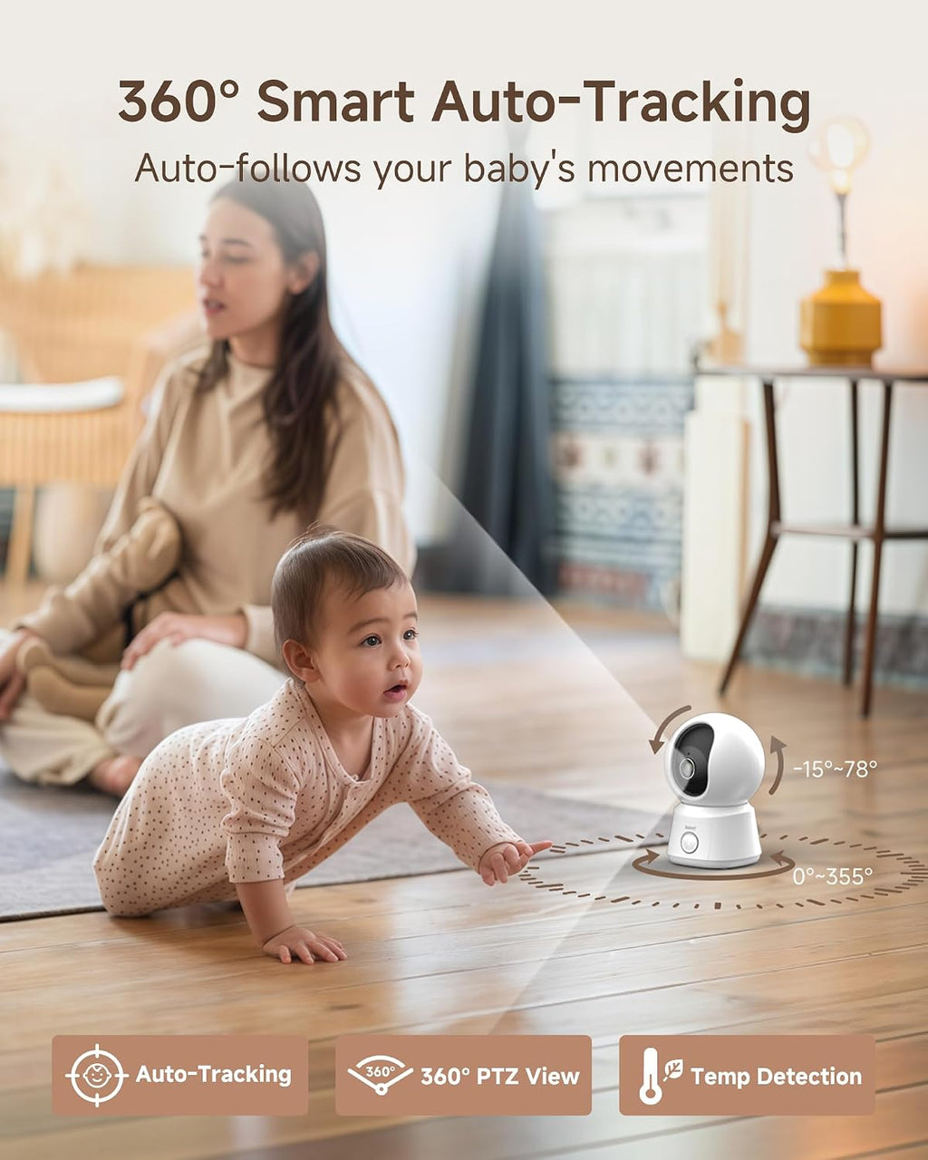 Baby Monitor B2 Kit, WiFi 6 Camera, 5'' Upgraded Wireless Display | 1-Click Call, Up to 6x Zoom, AI Tracking, Sound &