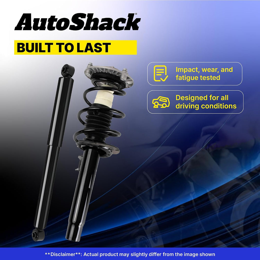 AutoShack Front and Rear Complete Strut Assembly with Coil Springs & Shocks