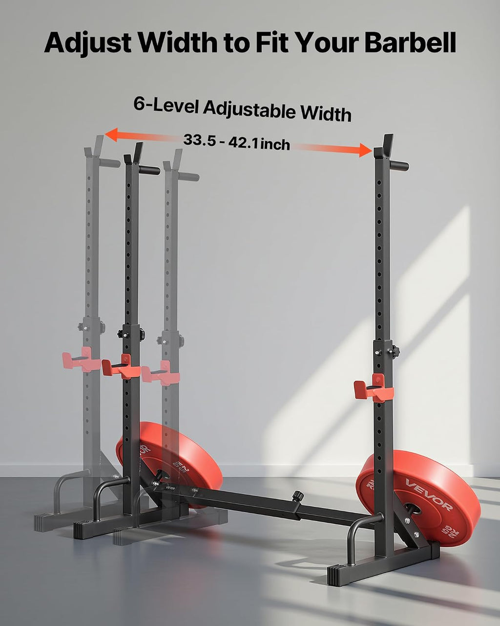 Power Cage Squat Rack, Home Gym Power Rack with Adjustable Height & Width, 550LBS Strength Training Workout Equipment