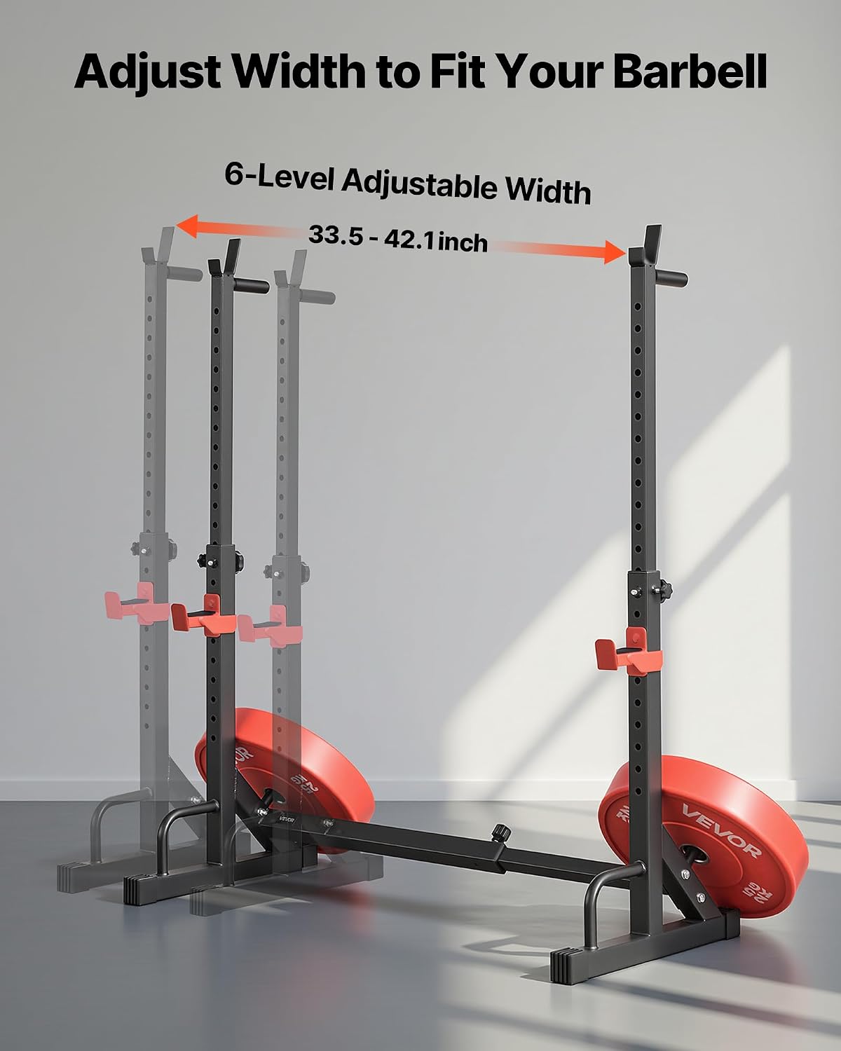 Power Cage Squat Rack, Home Gym Power Rack with Adjustable Height & Width, 550LBS Strength Training Workout Equipment