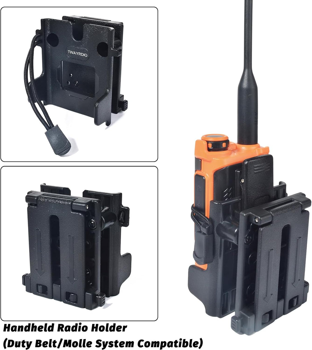 Handheld Radio Holster Holder w/Molle Attachment Clip for 1.75"/2"/2.25'' Belts, Tactical Vests, Backpacks, Universal