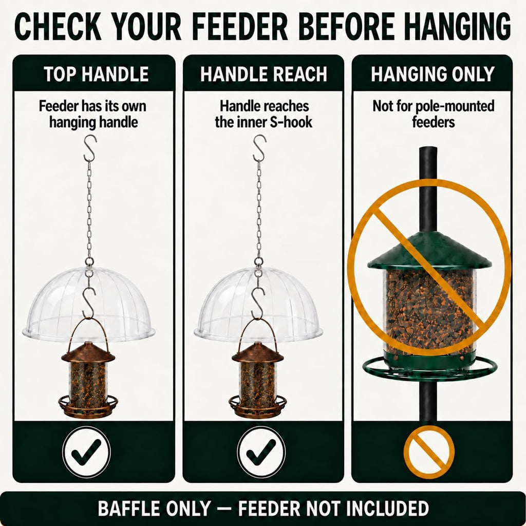 13 Inches Solid Clear PC Wobbly Squirrel Proof Baffle Deflector for Bird Feeder, Fit up 1.5 Inches + Pole/Post