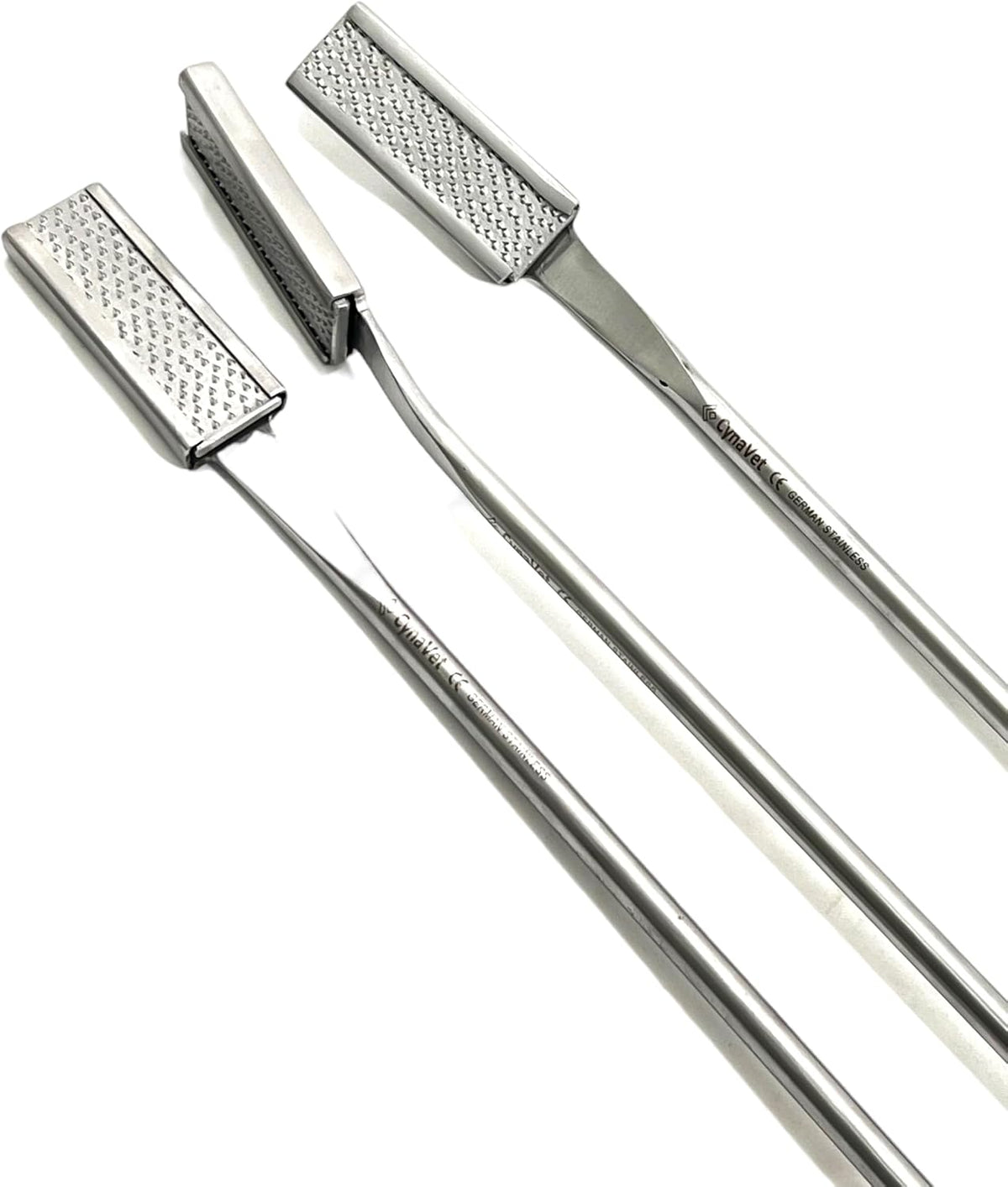 Horse Dental Float Rasp Set (3 PCS) - German Stainless Steel Equine Hand Tool Kit for Vet & Farrier - Straight, Up, &