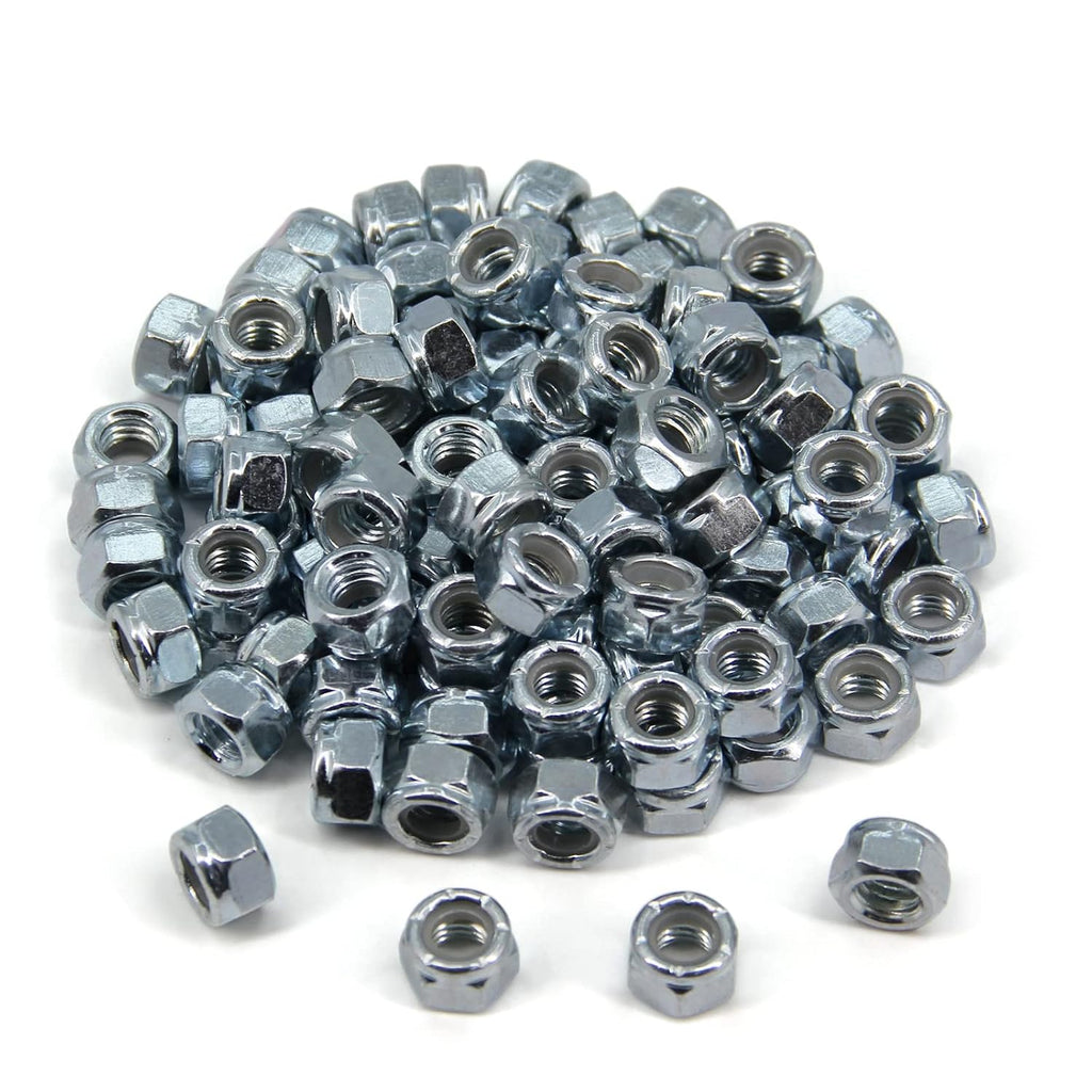 5/16"-18 Nylon Insert Hex Lock Nuts,Carbon Steel White Zinc Plated, Hex Lock Nut Silver Self-Locking Nylock Locknuts,100pcs/pack (5/16"-18-100pcs)