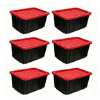 6-Pack 27 Gallon Heavy Duty Storage Bins Durable Polypropylene Plastic with Snap Lock Lids Stackable Large Capacity