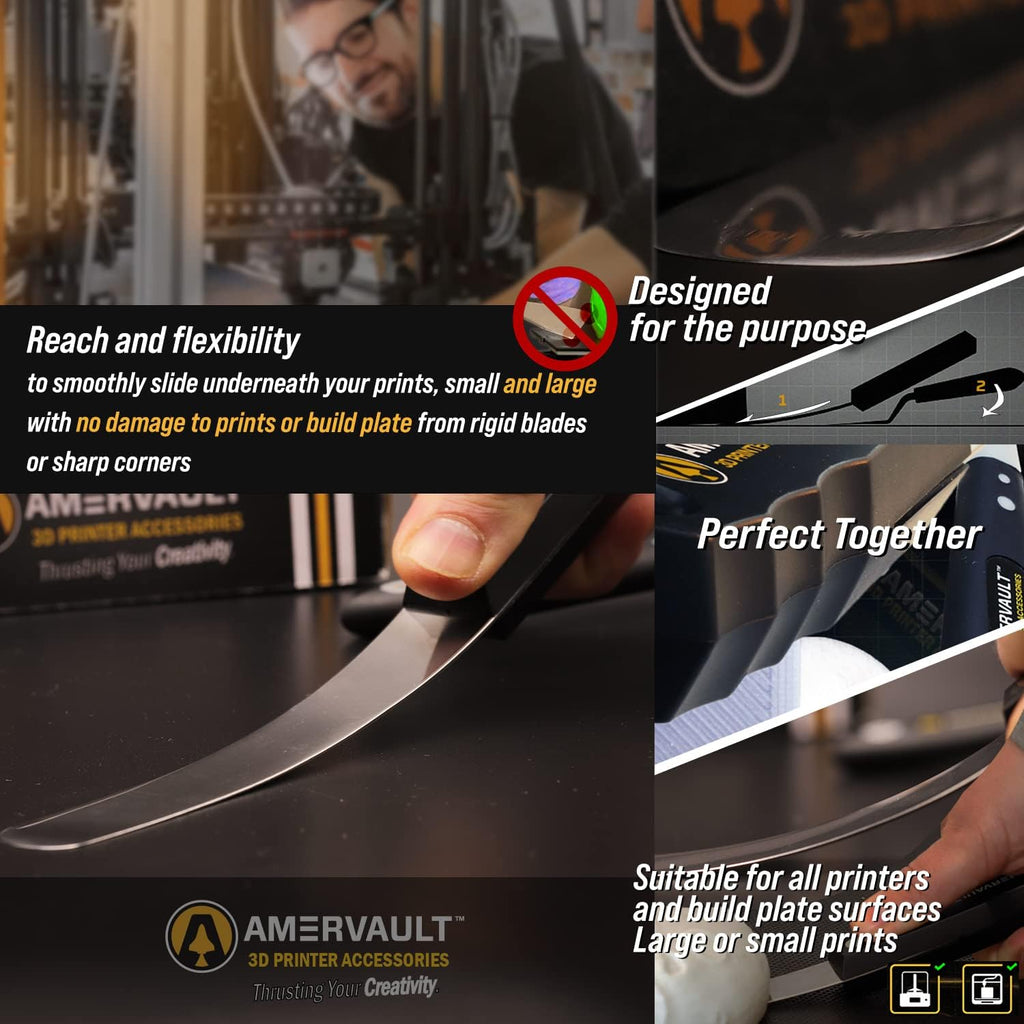 Premium 3D Print Removal Tool Kit - Durable 3D Printer Tools with Sturdy Comfort Grips, Sharp and Hardened Blades for