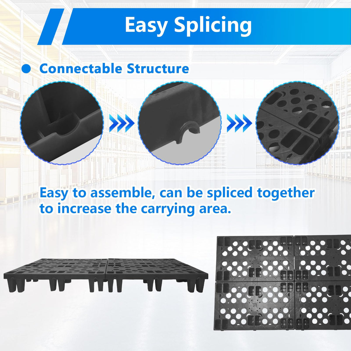 6pcs Plastic Pallets for Basement Storage Lightweight Waterproof Floor Pallets with Breathable Grids Applicable to