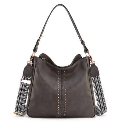 Hobo Bag for Women Designer Purses and Handbags Shoulder Bags with Guitar Strap,MWC-HB-128-1-GY