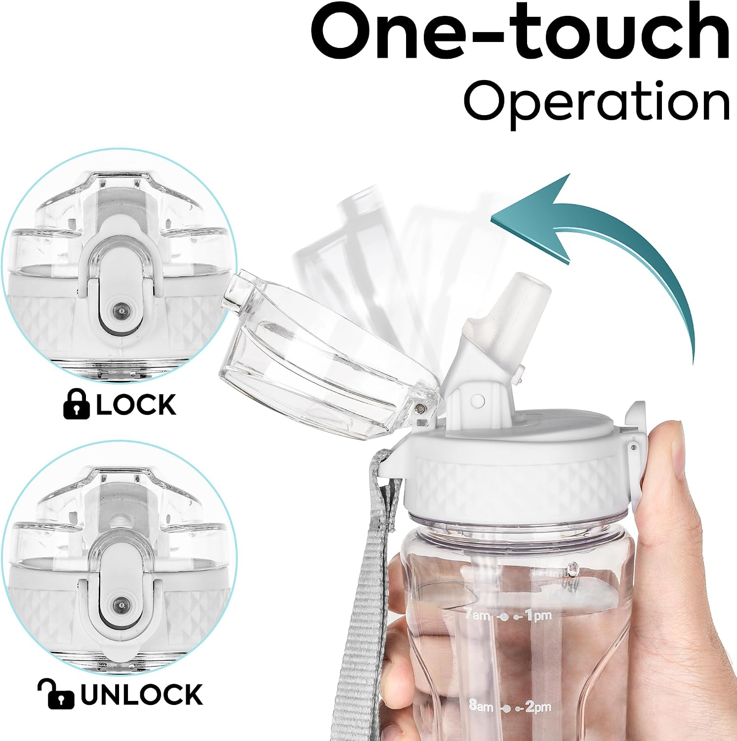 Kids Water Bottle with Straw 15 oz BPA-Free Leak-Proof Motivational Water Bottles with Time Marker for School Sports