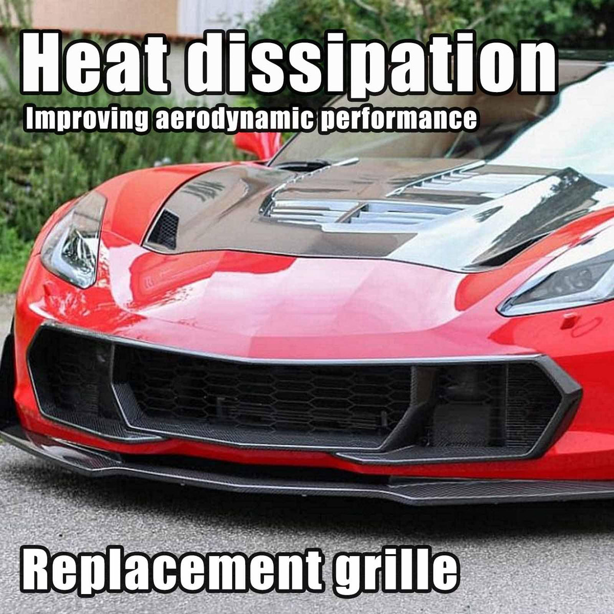 Replacement Front Bumper Mesh Grille for Chevy Corvette C7 2014-2019
