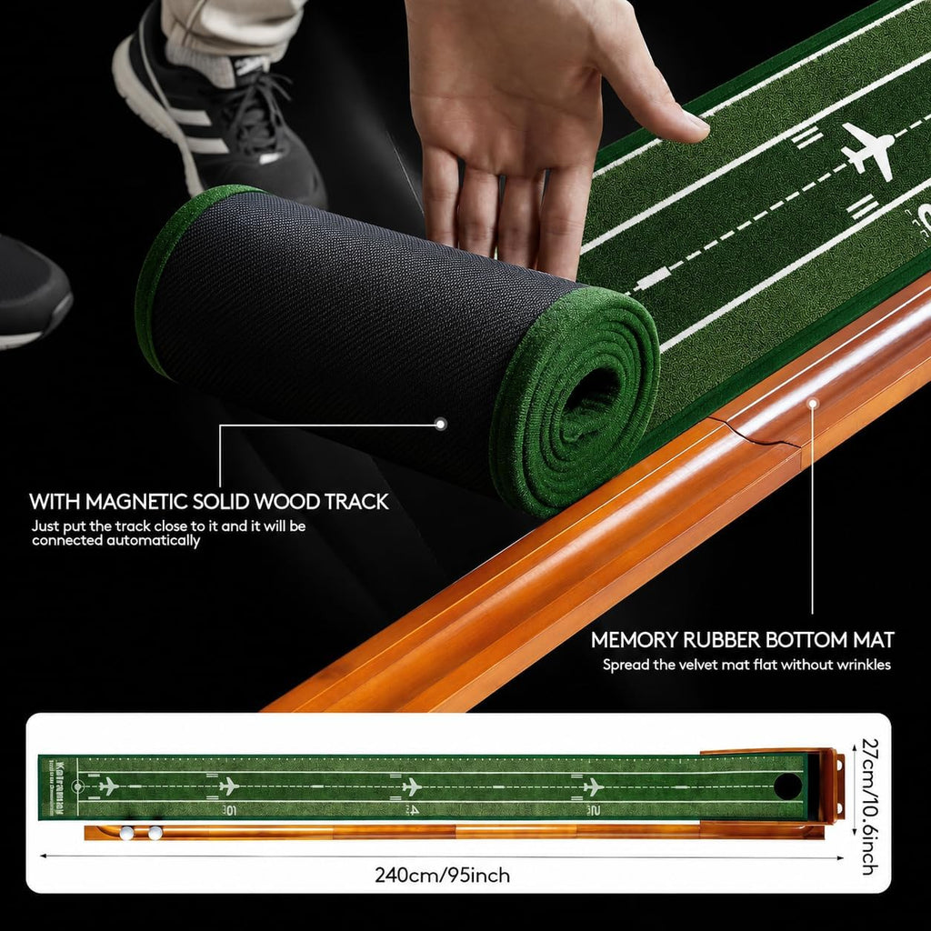 Putting Green Indoor Golf Putting Mat – Easy to Assemble with Automatic Ball Return, Wrinkle-Free Close to Real Green