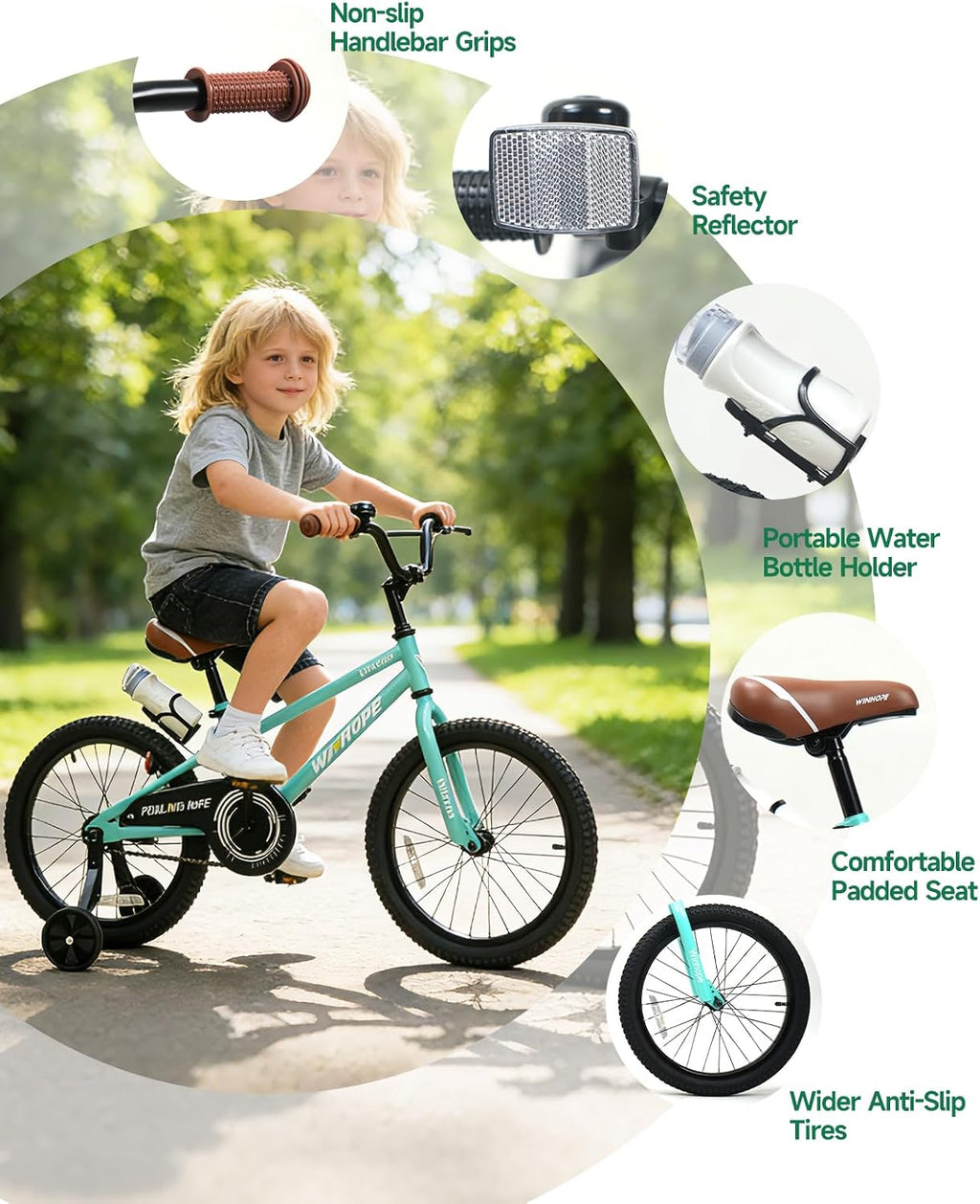 Kids Bike with Training Wheels, 12 14 16 18 Inch for Boys Girls 2-9 | Pedal Cycle with Coaster Brake Water Bottle