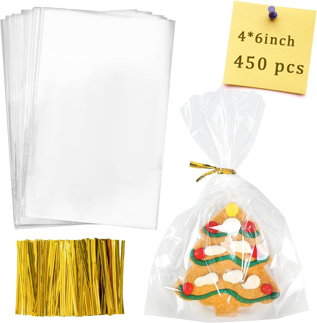 Cellophane Bags,450Packs 4X6 Inch Treat Gift Wrap