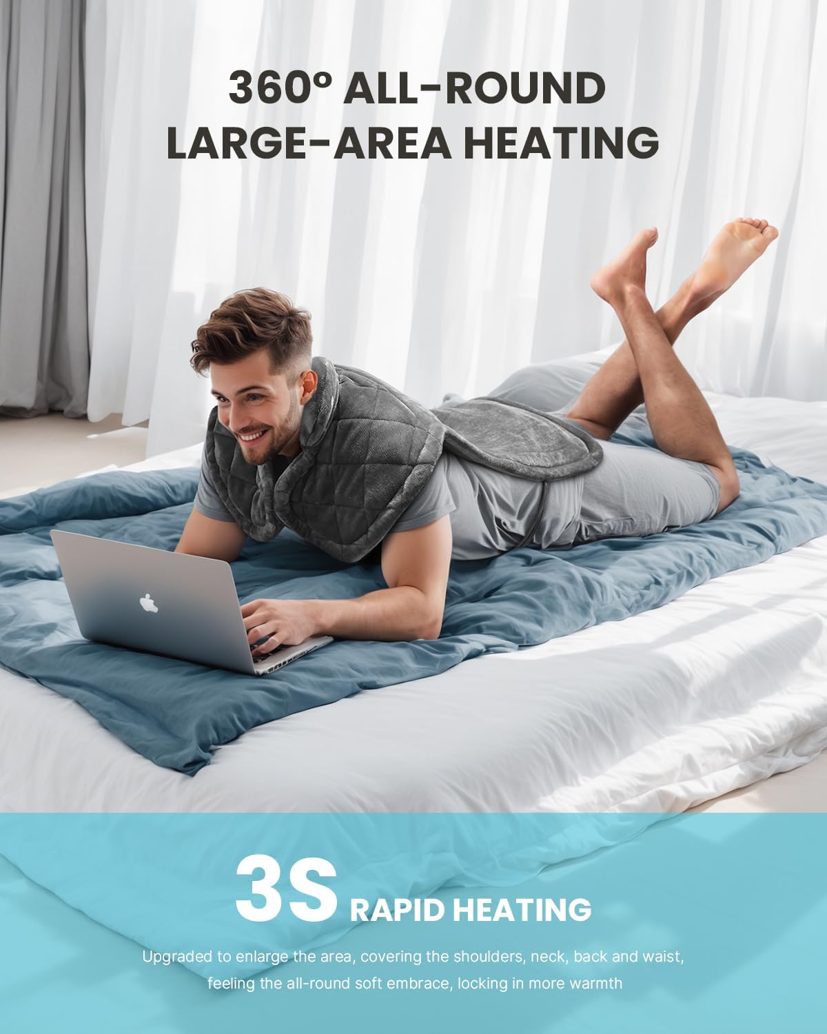 Large Weighted Electric Heating Pad for Back, Neck & Shoulders