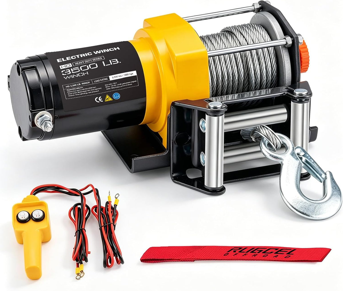 3500lb. ATV/UTV Electric Winch,with Roller Fairlead, Mount Plate