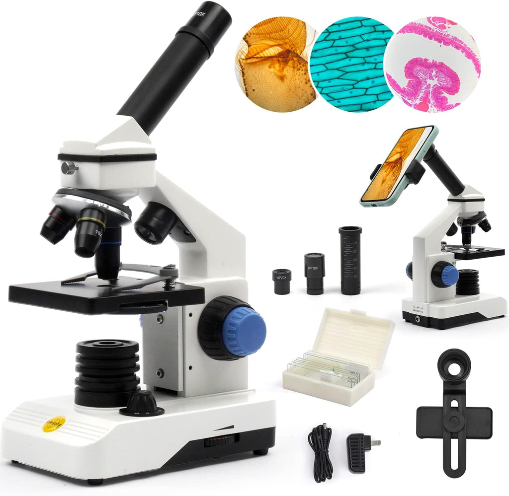 Microscope for Adults 80X-2000X Compound Monocular Kit | High-Power Biological Microscope for Students，School Lab &