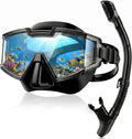 Snorkel Set for Adults, Snorkel Mask with Dry Snorkel, 180° Panoramic Anti-Fog and Anti-Leak, Diving Mask for